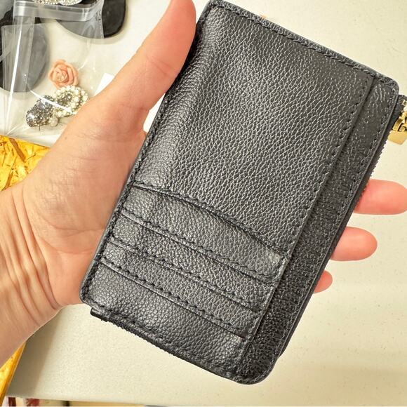 Fossil Black Pebbled Leather Zip Wallet Card Holder Womens Small Classic - Picture 7 of 11